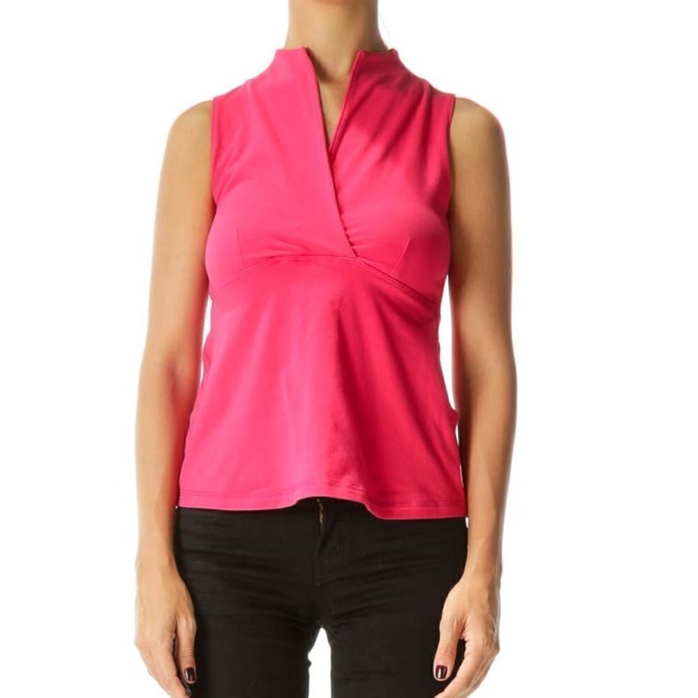 Lululemon Pink Surplice V-Neck Stretch Sports Top with Built-In Bra - Picture 1 of 3
